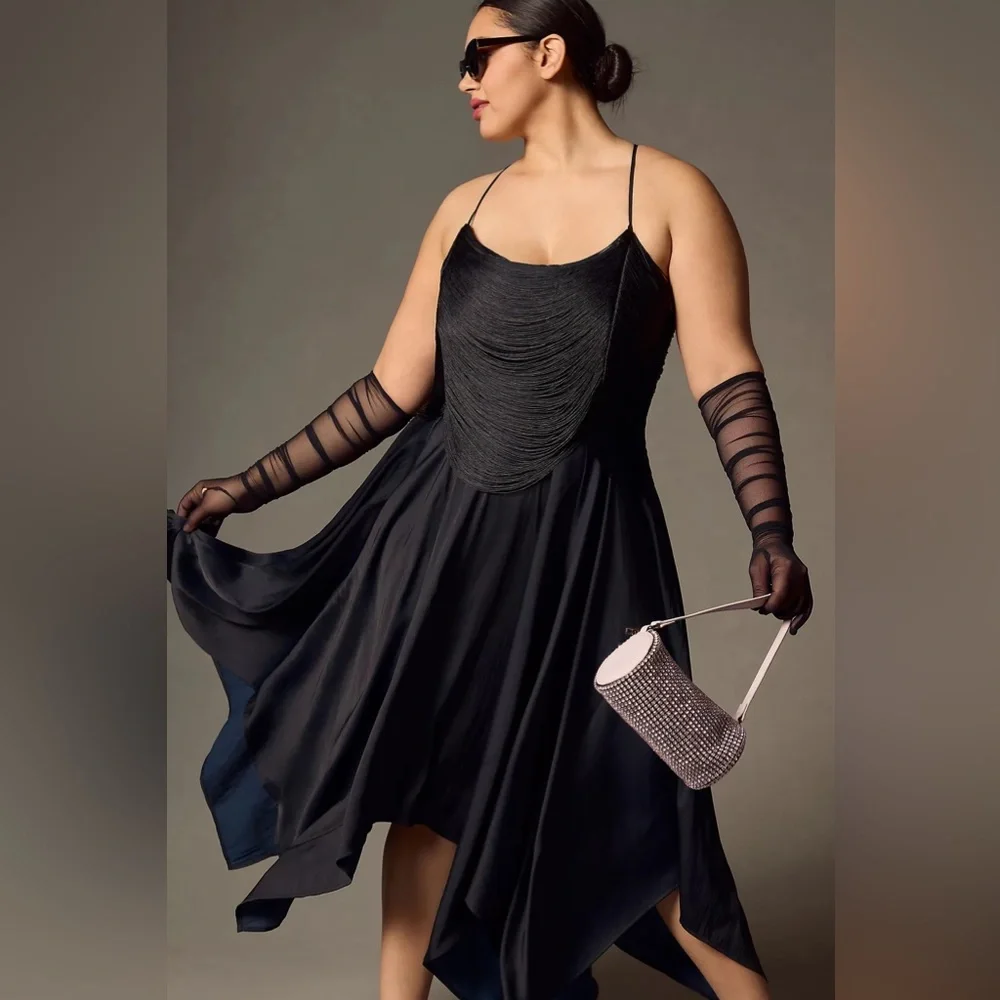 Anthropologie Fringe Bodice Midi Dress - Picture 2 of 16